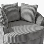 DREAMSIDEA Recessed Arm Slipcovered Swivel Barrel Chair