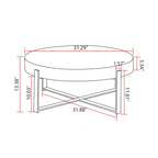 Modern Retro Splicing Round Coffee Table Simple Coffee Table with Fir Wood Tabletop Gold Cross Leg, for Living Room