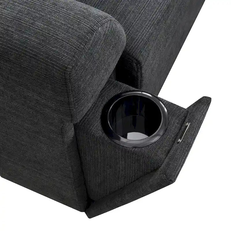 128 Chenille U-Shaped Sectional Sofa with Ottoman, 6-Seater Couch Set and Hidden Storage, USB Charging & Cup Holders