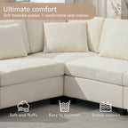 128 Chenille U-Shaped Sectional Sofa with Ottoman, 6-Seater Couch Set and Hidden Storage, USB Charging & Cup Holders