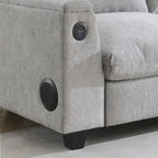 96 Chenille Smart Sectional Sofa with Bluetooth Speaker, Drop-Down Table & USB Charger and 3-Seater Cloud Couch