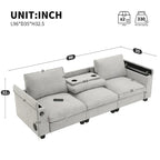 96 Chenille Smart Sectional Sofa with Bluetooth Speaker, Drop-Down Table & USB Charger and 3-Seater Cloud Couch