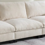 96 Chenille Smart Sectional Sofa with Bluetooth Speaker, Drop-Down Table & USB Charger and 3-Seater Cloud Couch