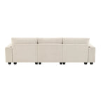 96 Chenille Smart Sectional Sofa with Bluetooth Speaker, Drop-Down Table & USB Charger and 3-Seater Cloud Couch