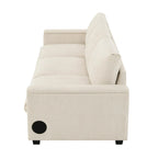 96 Chenille Smart Sectional Sofa with Bluetooth Speaker, Drop-Down Table & USB Charger and 3-Seater Cloud Couch