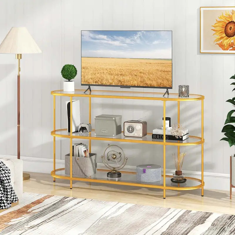 Costway 3-Tier TV Stand for TVs up to 65 with Tempered Glass Shelves - See Details