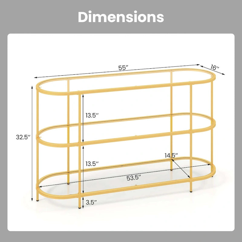 Costway 3-Tier TV Stand for TVs up to 65 with Tempered Glass Shelves - See Details