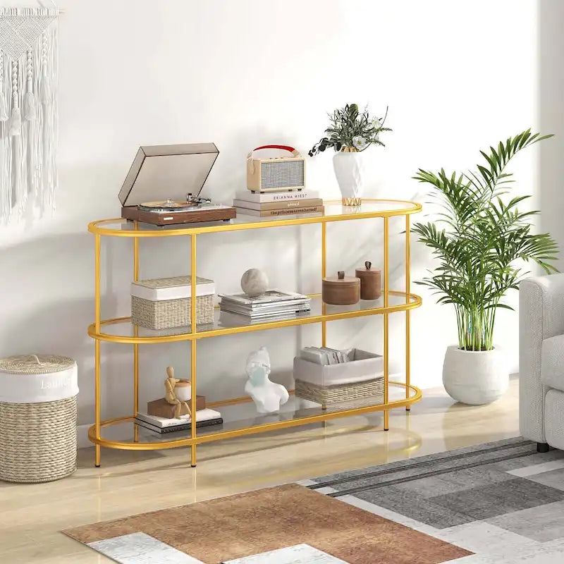 Costway 3-Tier TV Stand for TVs up to 65 with Tempered Glass Shelves - See Details