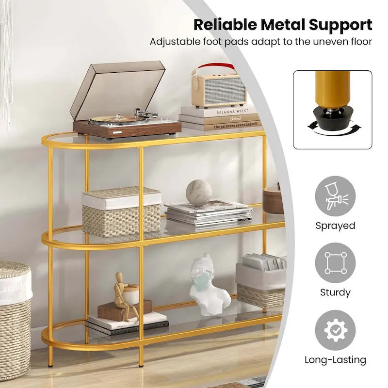 Costway 3-Tier TV Stand for TVs up to 65 with Tempered Glass Shelves - See Details