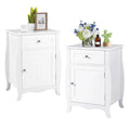 Costway 2PCS Nightstand with Drawer Cabinet Curved Legs Sofa Side End