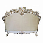 Antoine Loveseat, Carved, Champagne Faux Leather, Pearl White 70 Inch