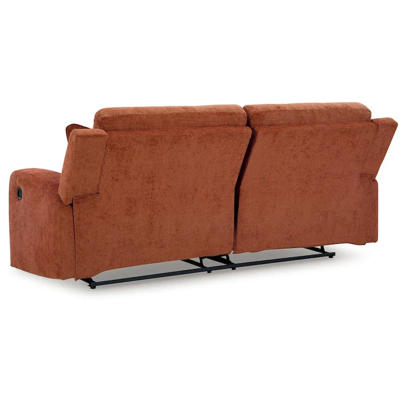 Genna Manual Recliner Sofa, Spice Orange Polyester, 2 Pillow 87 Inch