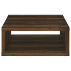 Rizz Coffee Table, Square Cube Design Open Shelf, 36 Inch Dark Brown