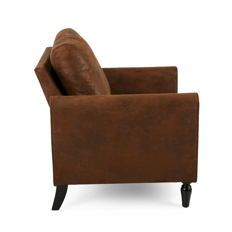 Ada Accent Chair, Plush Pillow Back, Textured Brown Microfiber Design
