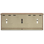 Olaf TV Media Console, 4 Glass Doors, Shelves, Brown Wood 85 Inch