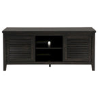 Coni TV Stand Media Cabinet, 2 Door and Shelves, Black Wood 60 Inch