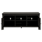 Coni TV Stand Media Cabinet, 2 Door and Shelves, Black Wood 60 Inch