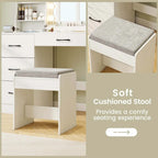Costway Vanity Set with Mirror and Lights Dressing Table and Chair 4 - See Details