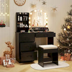 Costway Vanity Set with Mirror and Lights Dressing Table and Chair 4 - See Details