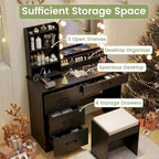 Costway Vanity Set with Mirror and Lights Dressing Table and Chair 4 - See Details
