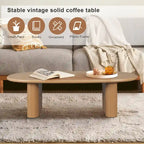 Modern Coffee Table Oval Coffee Table with 2 Vertical Thick Feet Rounded Edges, for Living Rooms Antique Black