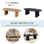 Modern Coffee Table Oval Coffee Table with 2 Vertical Thick Feet Rounded Edges, for Living Rooms Antique Black