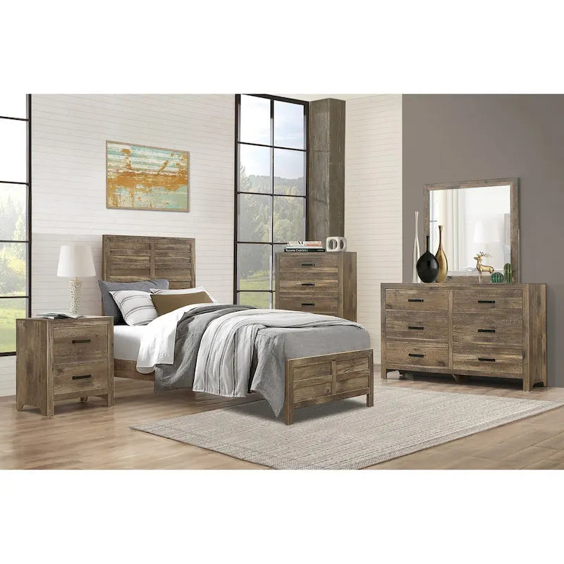 Transitional Solid Wood Nightstand, Bedside Storage Cabinet with Nickel Drawer Handles, Entry Side Table with Wooden Top