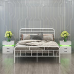 Smart Nightstand with Adjustable LED Light StripStorage Cabinet with 2 Drawers,Sofa Side Table, Coffee Table