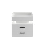Smart Nightstand with Adjustable LED Light StripStorage Cabinet with 2 Drawers,Sofa Side Table, Coffee Table