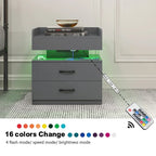 Smart Nightstand with Adjustable LED Light StripStorage Cabinet with 2 Drawers,Sofa Side Table, Coffee Table