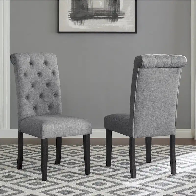 5 Piece Round Dining Table Set, Dining Room Furniture Set with Cross-Buck Dining Table and 4 Upholstered Chairs