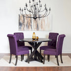 5 Piece Round Dining Table Set, Dining Room Furniture Set with Cross-Buck Dining Table and 4 Upholstered Chairs