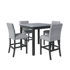5 Piece Counter Height Dining Set, Wood Dining Table Set with Rectangle Table and 4 Upholstered High Back Chairs