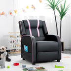 Gymax Kids Recliner Chair Ergonomic Leather Sofa Armchair w/Footrest