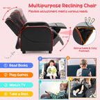 Gymax Kids Recliner Chair Ergonomic Leather Sofa Armchair w/Footrest