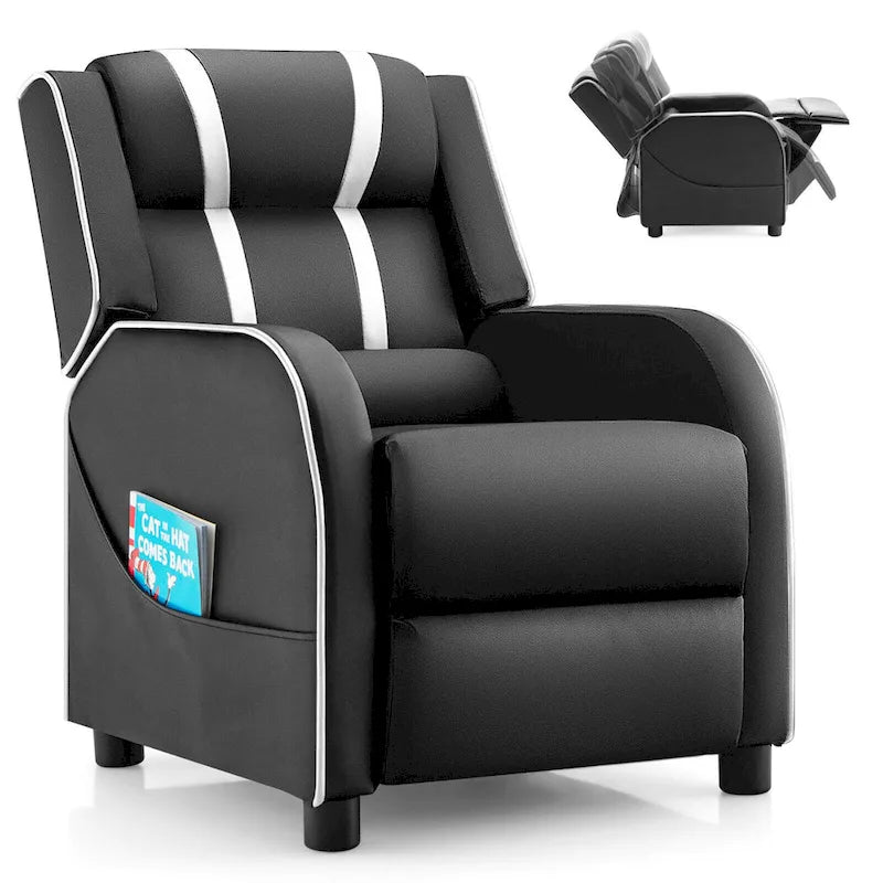 Gymax Kids Recliner Chair Ergonomic Leather Sofa Armchair w/Footrest