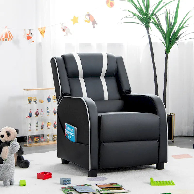 Gymax Kids Recliner Chair Ergonomic Leather Sofa Armchair w/Footrest