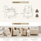 360 Degree Swivel Accent Chair with Solid Wood Armrest and Base