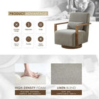 360 Degree Swivel Accent Chair with Solid Wood Armrest and Base