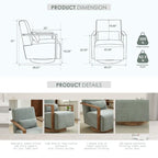 360 Degree Swivel Accent Chair with Solid Wood Armrest and Base