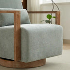 360 Degree Swivel Accent Chair with Solid Wood Armrest and Base