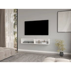 Modern TV Console Wall Mounted 59 Floating Media Stand with Shelves and Cable Management - 10.4H x 59.1W x 12.6D