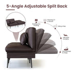 Grondin Convertible Futon Sofa Bed, 5-Angle Adjustable Backrest Sleeper Couch with 2 Pillows, Modern Style Recliner Lounge