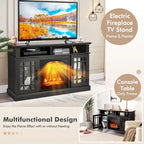 Gymax 48 TV Stand Console Cabinet w/ Fireplace Entertainment Center - 48 x 16 x 30