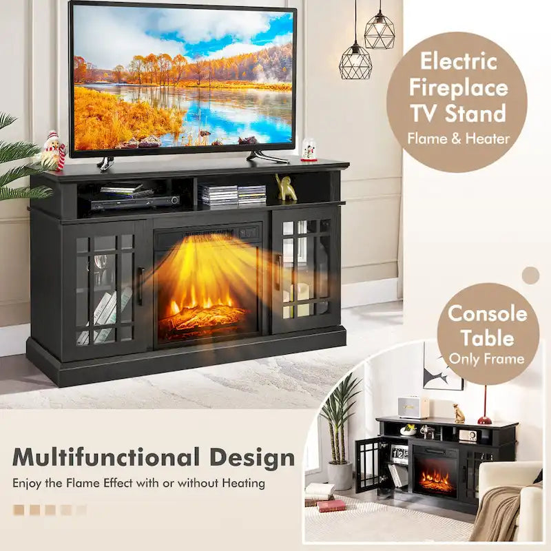 Gymax 48 TV Stand Console Cabinet w/ Fireplace Entertainment Center - 48 x 16 x 30