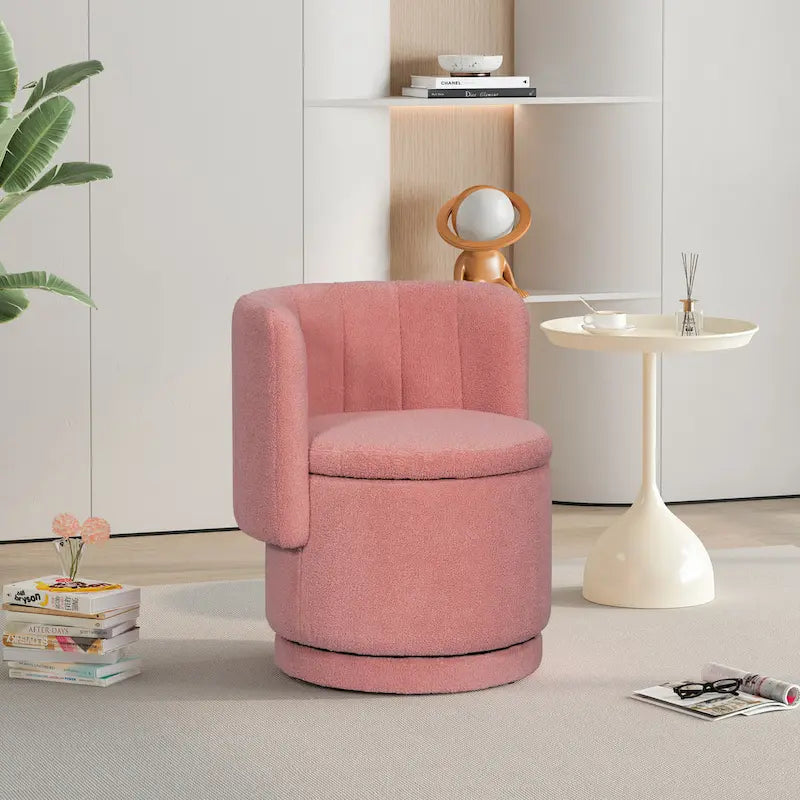 Boucle Fabric Swivel Accent Chair wStorage Space,for Living Room,Gray