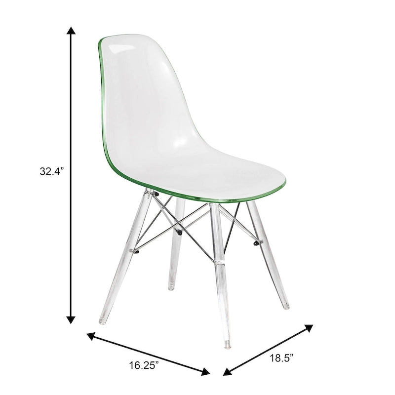Dover Acrylic Accent Banquet Side Chair Dining Chair with Eiffel Legs for Indoor Outdoor Home Office Living Room & Kitchen