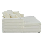 Roomfitters Oversized Loveseat Chaise Lounge Sectional Sofa Bed, Corduroy Sleeper with USB Ports, Cup Holders