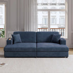 Roomfitters Oversized Loveseat Chaise Lounge Sectional Sofa Bed, Corduroy Sleeper with USB Ports, Cup Holders