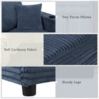 Roomfitters Oversized Loveseat Chaise Lounge Sectional Sofa Bed, Corduroy Sleeper with USB Ports, Cup Holders